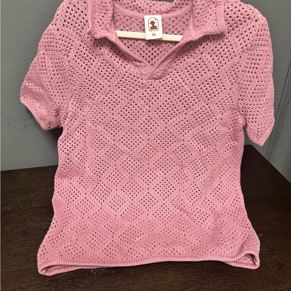 Dandy Del Mar Pink Knit Short Sleeve Top